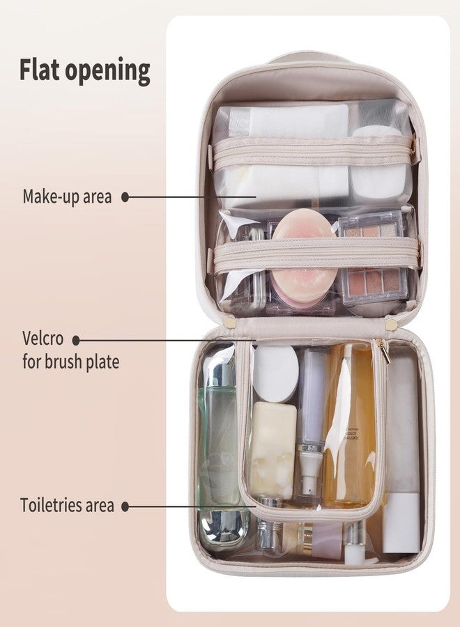 RIGHT AWAY Travel Toiletry Bag for Women, Waterproof Makeup Bag&Case, Portable Cosmetic Organizer Checkered Make up Bag for Full Sized Toiletries，Cosmetics and Travel-Size Accessories,White Checkered - Image 5