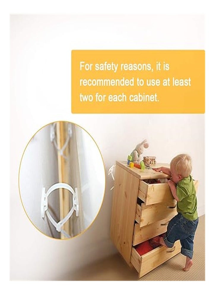 Goolsky Goolsky Anti-Tip Furniture Wall Anchor Straps(6 Pack), Wall Anchors Straps Kit for Bookshelf or Dresser,Adjustable Safety Furniture Wall Straps for Baby,Kids,Child,Dogs,Cabinet, Bed,Shelf,etc.(White)  - Image 4