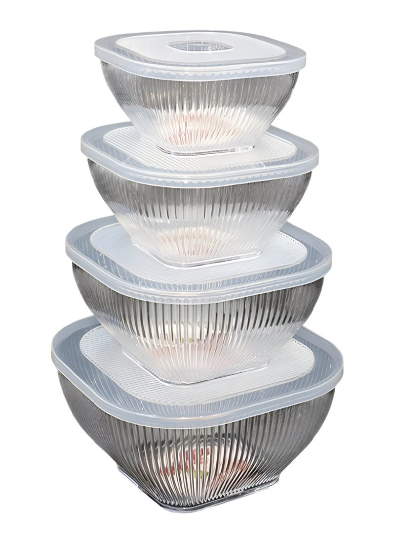 Cady One 4-Piece Multi-Size Plastic Food Storage Container Set with Easy-Clean, Leak-Proof, Airtight Lids 
