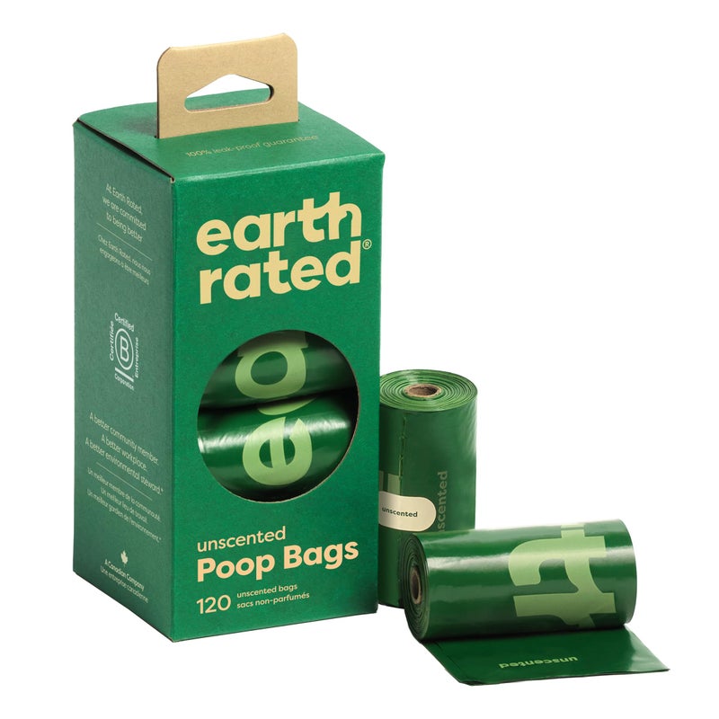 Earth Rated Poop Bags for Dogs Guaranteed Leak Proof and Extra Thick Waste Bag Refill Rolls, Unscented, 120 Bags - Image 1