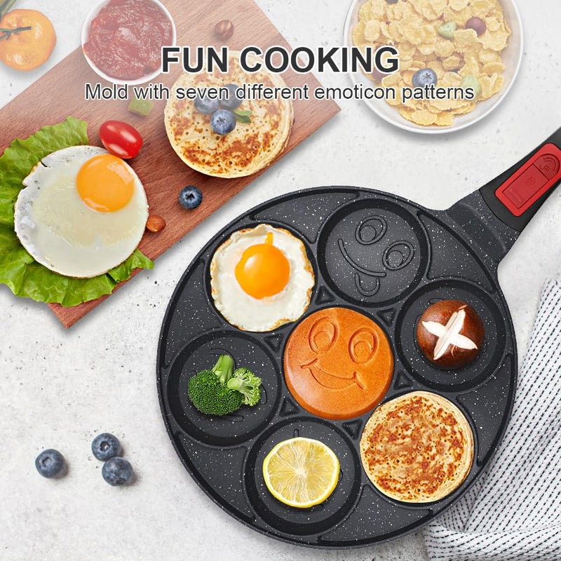 RANX INGST Pancake Pan 7 Holes, Non Stick Mini Crepe Pan with Detachable Handle, Pancake Mold for Kids, Oven Safe, Black - Image 3