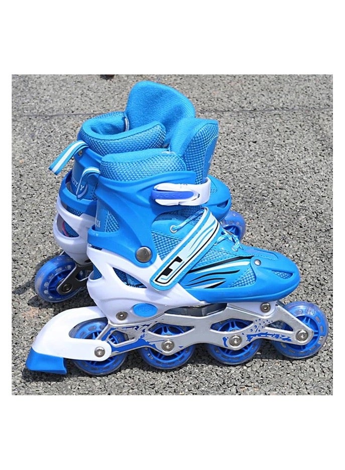 Kids Inline Skates with Light Up Wheels High Elasticity Unisex Boys Girls Teens Youth Blue Large (39-42) cm  - Image 2
