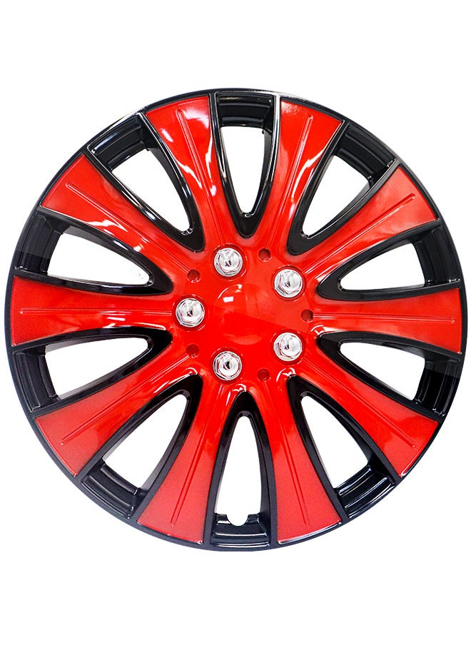 EMTC Pack of 4 EM-3140 Taiwan Wheel Cover | 14" Inch | Black Red 2 Universal Nested Style  - Image 2