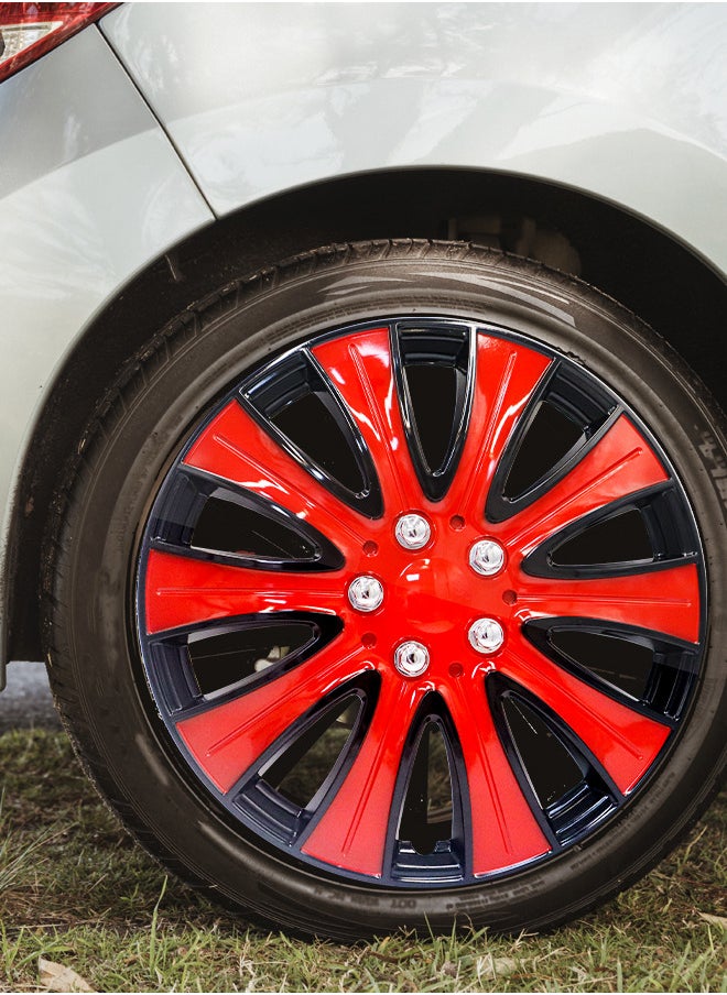 EMTC Pack of 4 EM-3140 Taiwan Wheel Cover | 14" Inch | Black Red 2 Universal Nested Style  - Image 3
