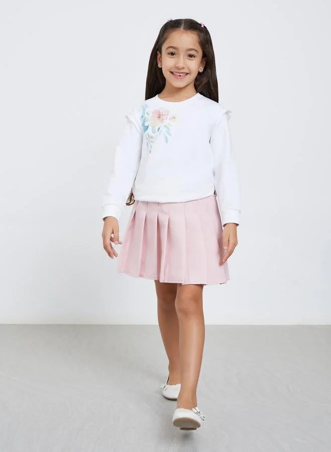 Styli Styli Girls White Floral Print Sweatshirt