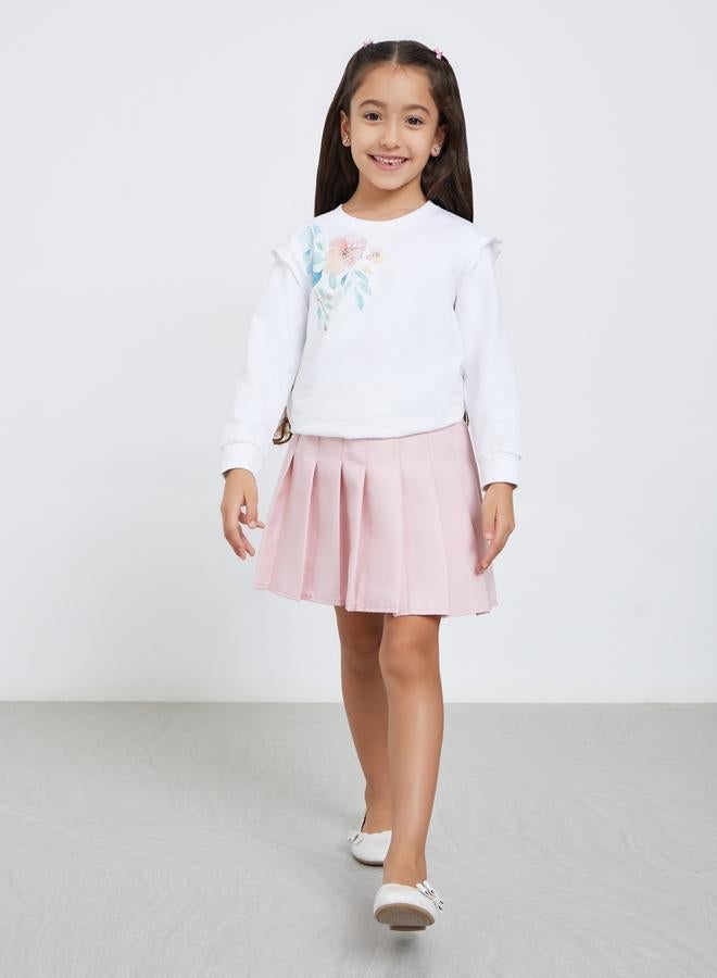 Styli Girls White Floral Print Sweatshirt - Image 2