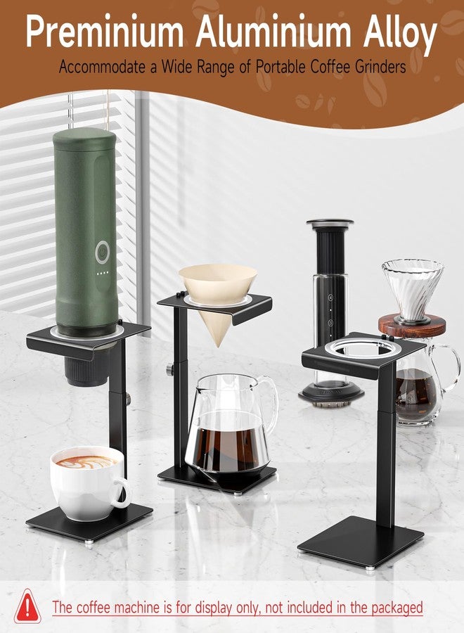 LOXSUN Portable Coffee Maker Stand,Adjustable-height Pour Over Dripper Stand with Base,Espresso Machine Holder for Home,Desk,Travel,Camping( Square/Black) - Image 2