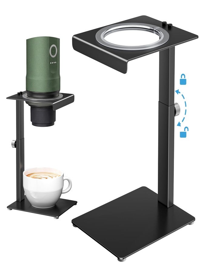 LOXSUN Portable Coffee Maker Stand,Adjustable-height Pour Over Dripper Stand with Base,Espresso Machine Holder for Home,Desk,Travel,Camping( Square/Black) - Image 1