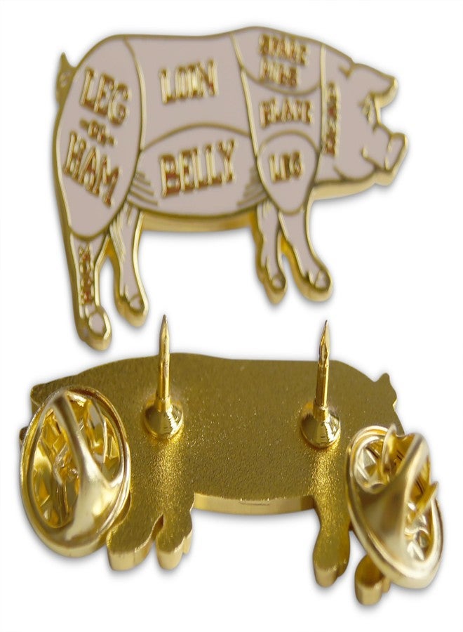 Novel Merk Butcher Pig Cuts Pork Diagram - Lapel Pin, Hat Pin & Tie Tack Set - with Clutch Back (3-Pig) - Image 3