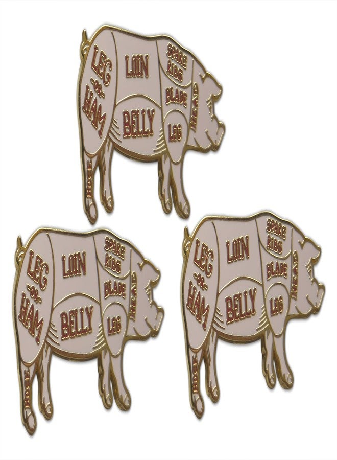 Novel Merk Butcher Pig Cuts Pork Diagram - Lapel Pin, Hat Pin & Tie Tack Set - with Clutch Back (3-Pig) - Image 1