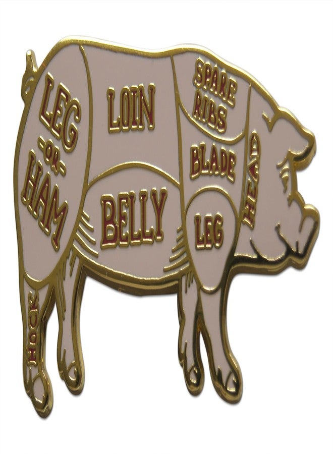 Novel Merk Butcher Pig Cuts Pork Diagram - Lapel Pin, Hat Pin & Tie Tack Set - with Clutch Back (3-Pig) - Image 2