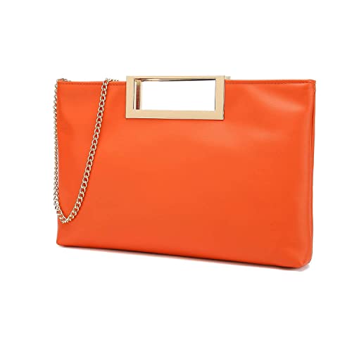 CHARMING TAILOR Fashion PU Leather Handbag Stylish Women Convertible Clutch Purse (Burnt Orange) - Image 2