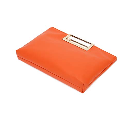 CHARMING TAILOR Fashion PU Leather Handbag Stylish Women Convertible Clutch Purse (Burnt Orange) - Image 5