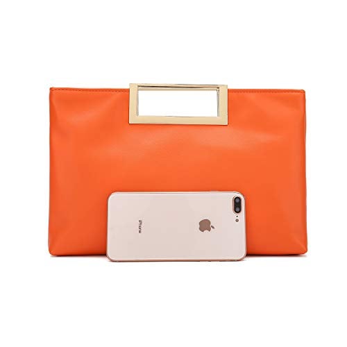 CHARMING TAILOR Fashion PU Leather Handbag Stylish Women Convertible Clutch Purse (Burnt Orange) - Image 3