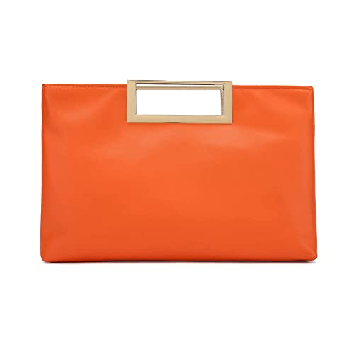 CHARMING TAILOR Fashion PU Leather Handbag Stylish Women Convertible Clutch Purse (Burnt Orange) - Image 1
