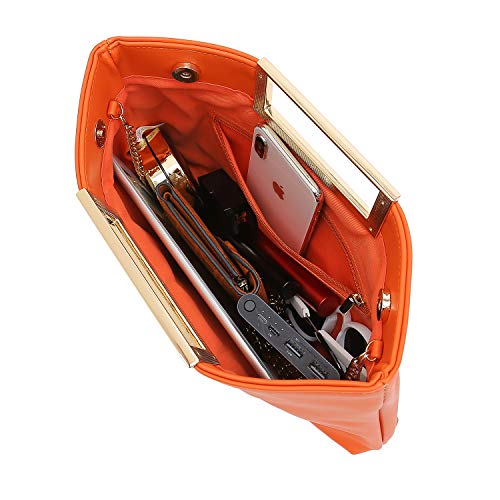 CHARMING TAILOR Fashion PU Leather Handbag Stylish Women Convertible Clutch Purse (Burnt Orange) - Image 4
