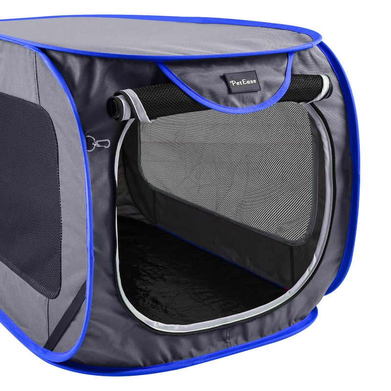 PetEase Large Pop Up Kennel,Collapsible Travel Pet Crate, Indoor and Outdoor Portable Dog Enclosure, Portable Pet Car Seat Kennel (Grey, Large) - Image 3