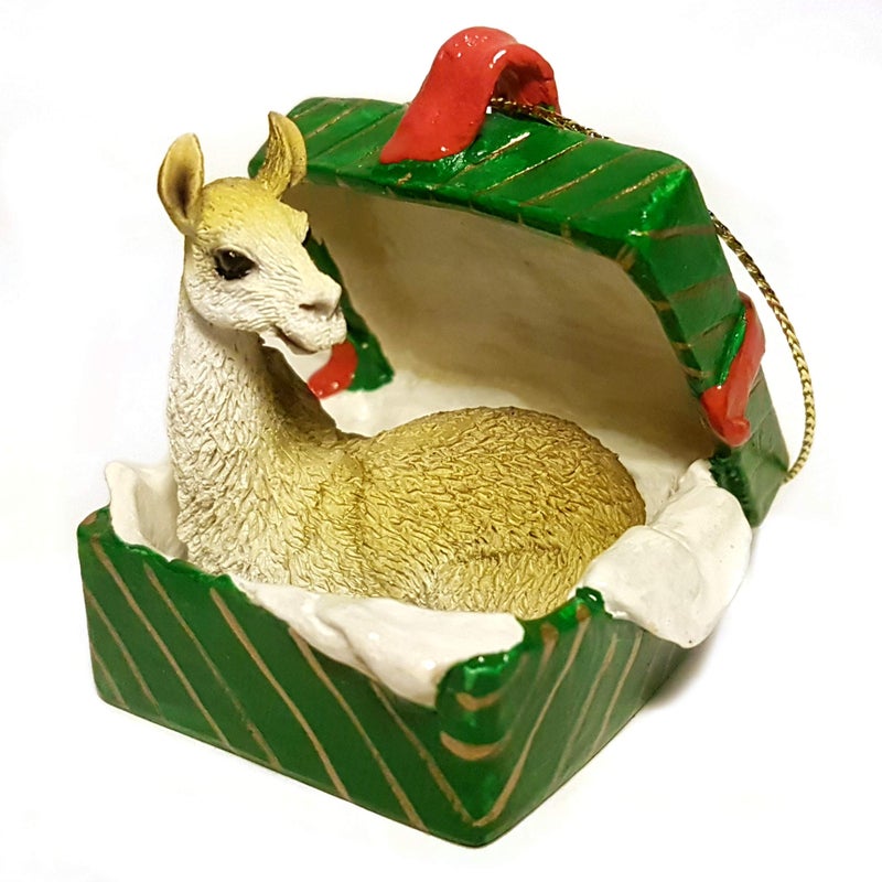 Conversation Concept Llama Gift Box Christmas Ornament - Delightful! - Image 1