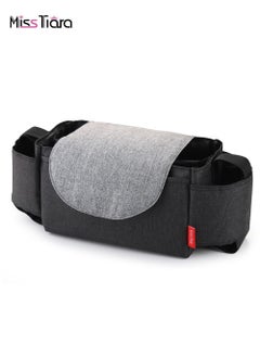 Universal Baby Stroller Organizer, 2 Bottle Holders, Zippered Pocket, Large Capacity For Baby Essentials, Compact Design Fits Any Strollers. (Black