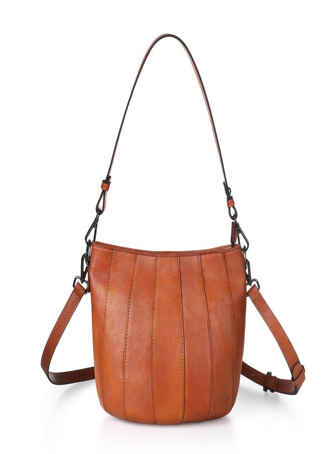 BILIYA Full Grain Cowhide Leather Bucket Bag for Women Handmade Patina Shoulder and Crossbody Purse Adjustable Strap Gift Ready Large Capacity - Image 1