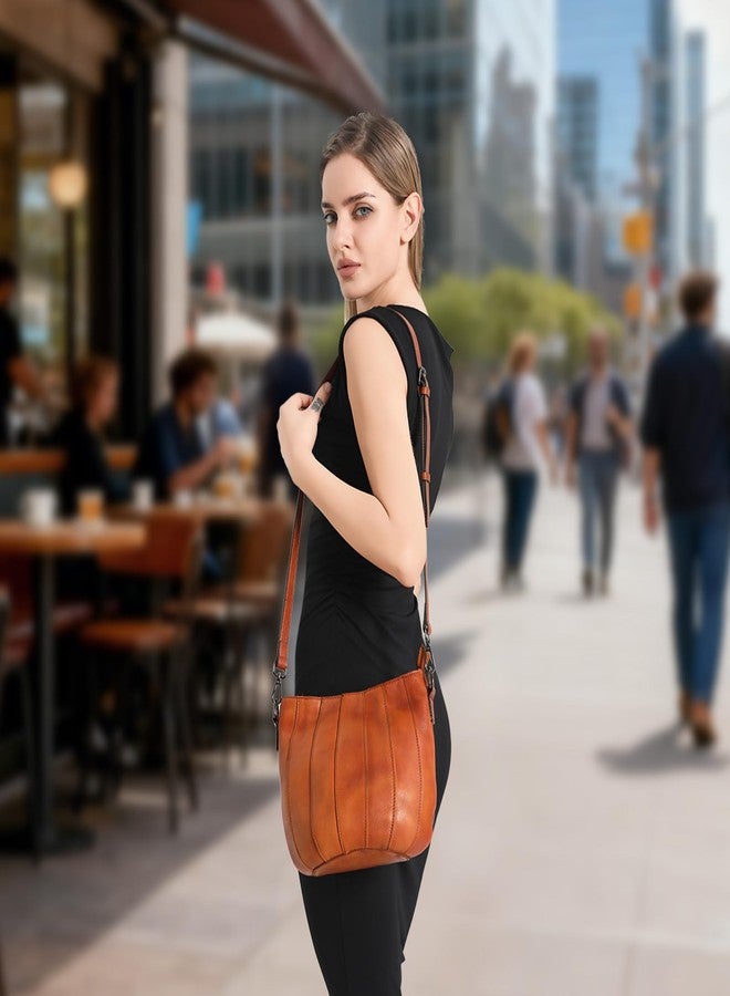 BILIYA Full Grain Cowhide Leather Bucket Bag for Women Handmade Patina Shoulder and Crossbody Purse Adjustable Strap Gift Ready Large Capacity - Image 2