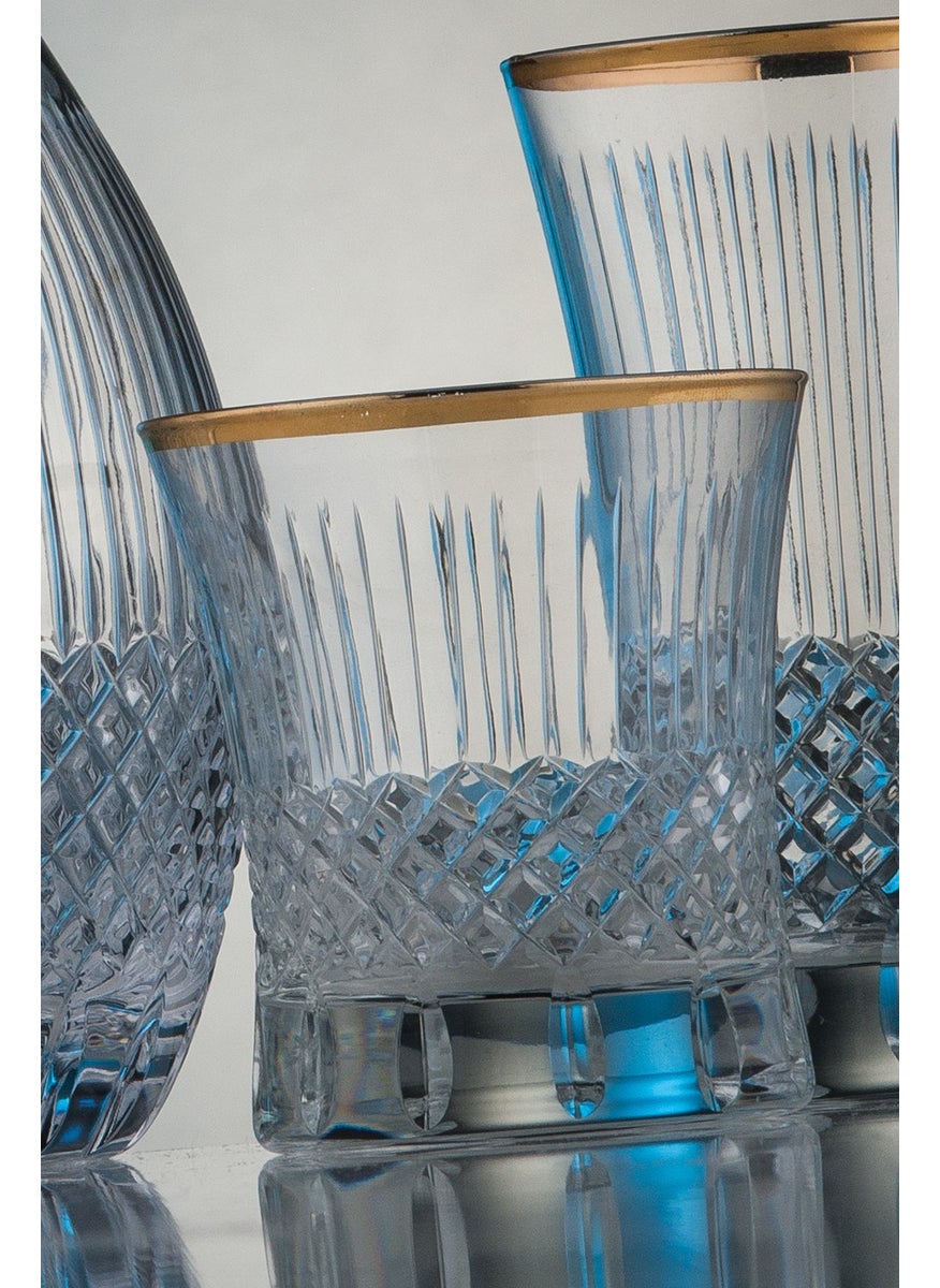 Royal Home Roya Home Antique Gold Cut Hand Decorated Gilded 6 Piece Patterned Water Glass Set  - Image 2