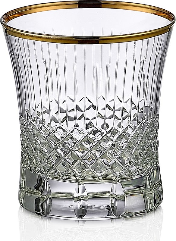 Royal Home Roya Home Antique Gold Cut Hand Decorated Gilded 6 Piece Patterned Water Glass Set  - Image 1