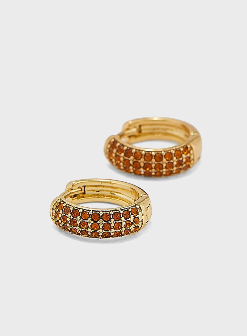 Rubi Embellished November Citrine Hoop Earrings