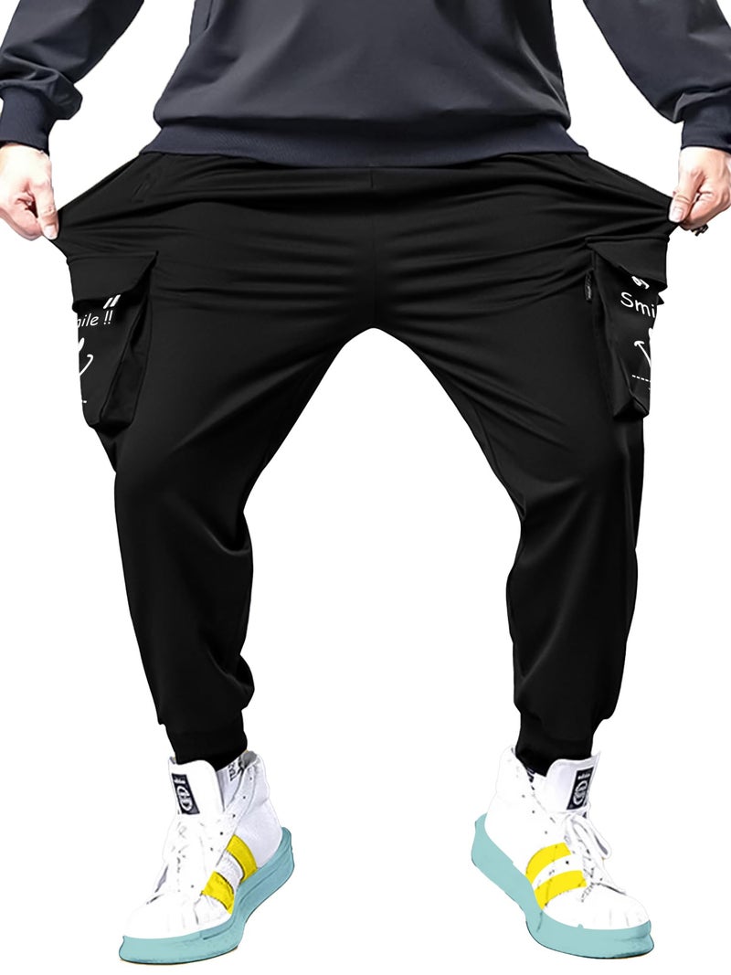 Jump Cuts Boys Cargo || Printed Casuals Cargo Pant || Black and White Slim Fit Pant || Cotton Blend Cargo Pant - Image 5