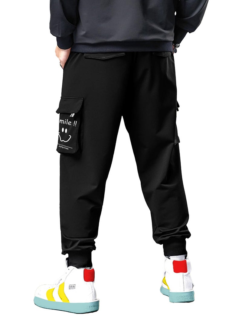 Jump Cuts Boys Cargo || Printed Casuals Cargo Pant || Black and White Slim Fit Pant || Cotton Blend Cargo Pant - Image 3