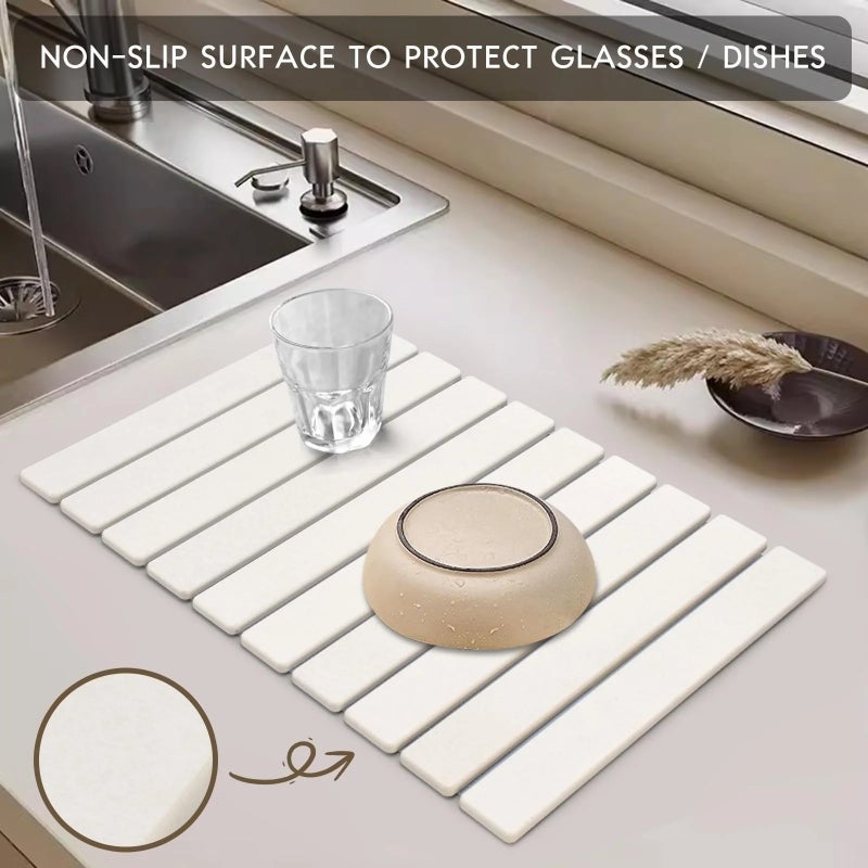 Y&D Foldable Diatomite Bath Mat - Fast Drying, Non-Slip, Eco-Friendly Stone Earth Mat for Kitchen, Bathroom & Shower - Quick Drying & Foldable Design - Image 4