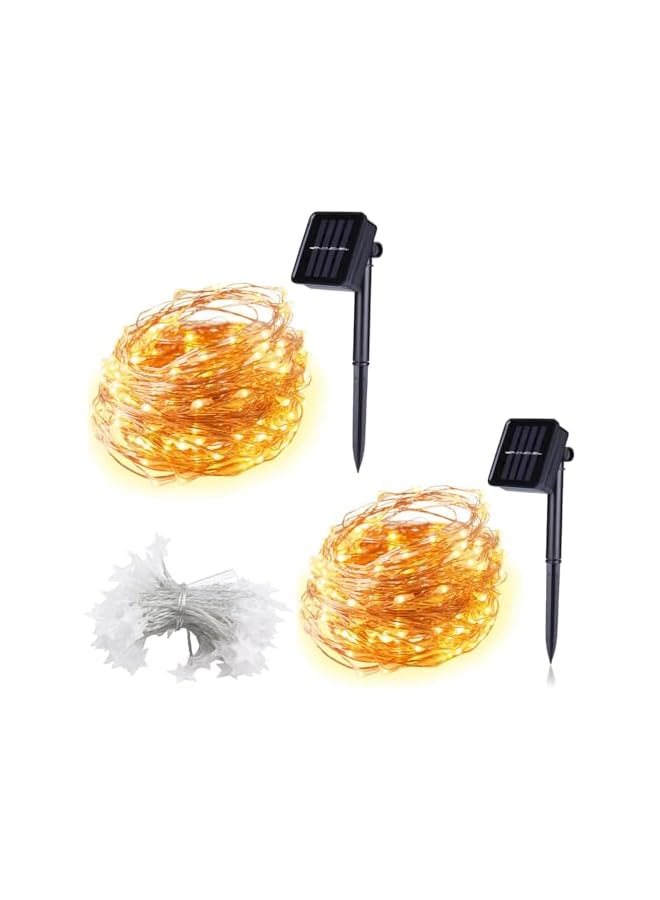 The Bros Solar String Lights - 2Pack Outdoor Waterproof Solar String Lights, 8 Modes, 10m 100LEDs, Solar Powered String Lights for Garden, Patio, Yard and Party  - Image 2