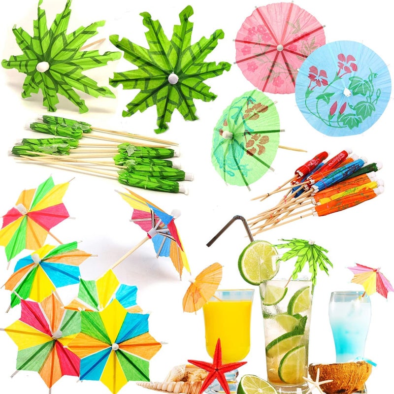120 Pieces Cocktail Drink Umbrellas Picks Tropical Hawaiian Cocktail Umbrellas Mini Paper Umbrellas Picks for Party Decoration Cake Toppers Picnics Bar Birthday