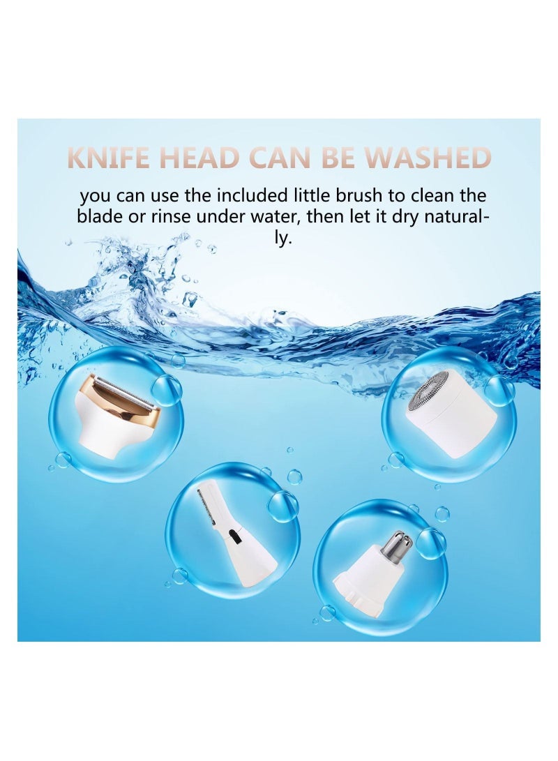 4 in 1 Electric Razor for Women Bikini Trimmer, Women's Shaver Cordless Wet and Dry, Shaver for face, Legs and underarms, Replaceable Trimmer Head, USB Rechargeable - Image 4