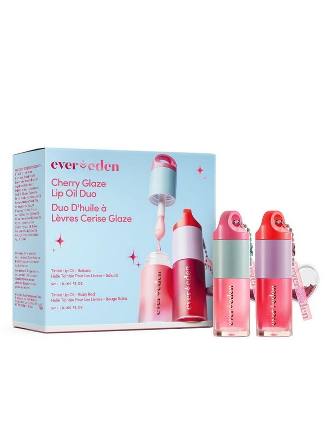 Evereden Evereden Kids Tinted Non Toxic Lip Gloss Kit: Ruby Red & Sakura Pink - Non Toxic Kids Makeup Kit for Girls - Vegan Makeup for Kids - Hydrating Kid Lip Gloss with Cherry, Peach, & Cranberry Oils  - Image 1
