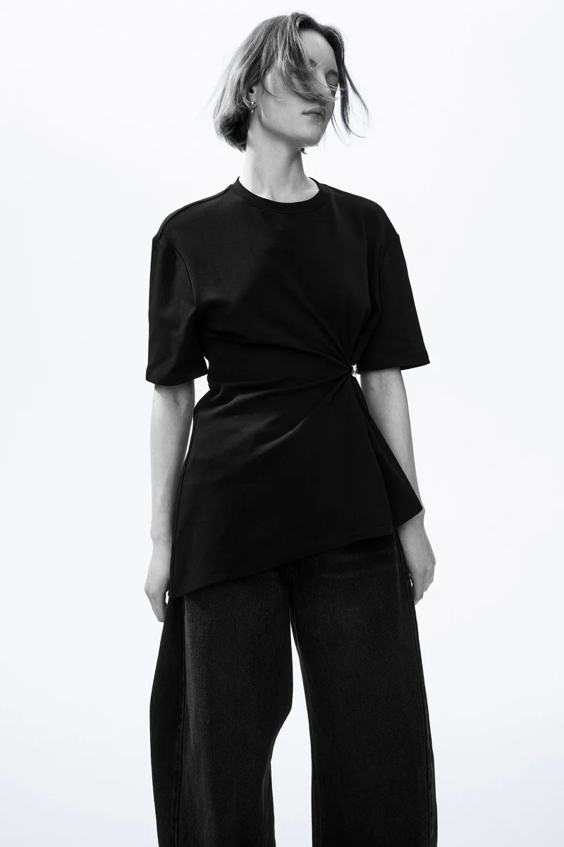 H&M Draped-detail asymmetric top