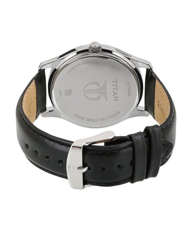 Titan Workwear Black Dial Analog with Date Leather Strap Watch for Men 1770sl02 - Image 4