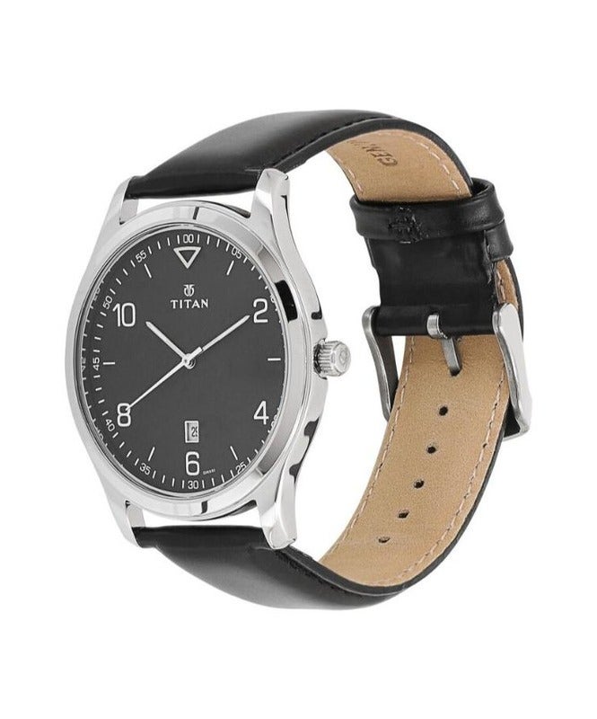 Titan Workwear Black Dial Analog with Date Leather Strap Watch for Men 1770sl02 - Image 2