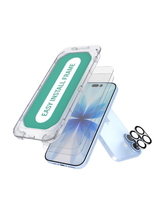 Smartish ® iPhone 17 Screen Protector + Camera Lens Covers - Tuff Sheet - 2-Pack Tempered Glass 9H Easy Install Frame Case-Friendly - Dynamic Island for Apple iPhone 17 - Clear 2-Pack - Image 1
