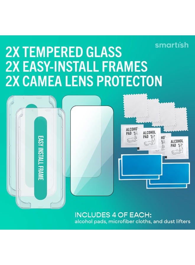 Smartish ® iPhone 17 Screen Protector + Camera Lens Covers - Tuff Sheet - 2-Pack Tempered Glass 9H Easy Install Frame Case-Friendly - Dynamic Island for Apple iPhone 17 - Clear 2-Pack - Image 5