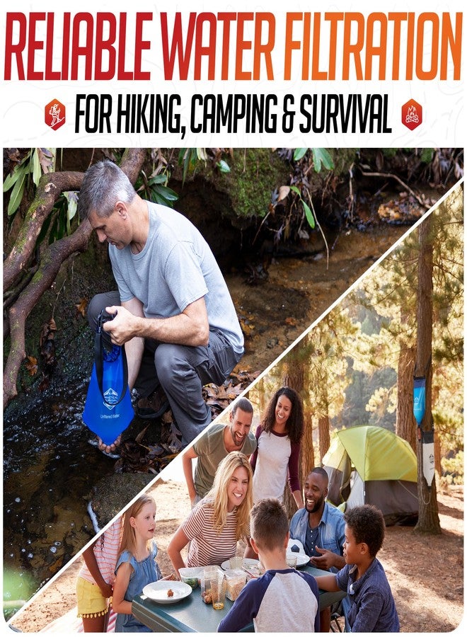 Practical Survival Gravity Water Filtration System - 2 High Capacity Lightweight Hanging Bags for Backpacking, Camping, Survival, Hiking, Hunting - Dirty, Clean Water Bags and Water Filter Included - Image 4
