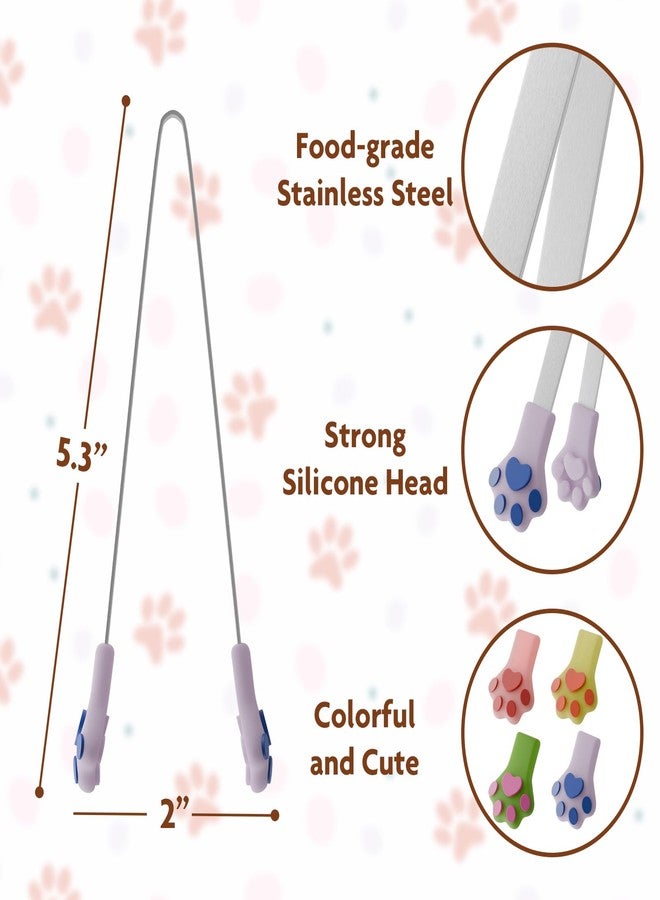 LEIFENY مجموعة ملقط سيليكون صغيرة من LEIFENY مكونة من 8 قطع، بطول 5.3 بوصة، على شكل مخلب قطة، مثالية للأطفال لتقديم الوجبات الخفيفة، مكعبات السكر، مكعبات الثلج، الحلوى، البسكويت، والفواكه (4 ألوان) - Image 2