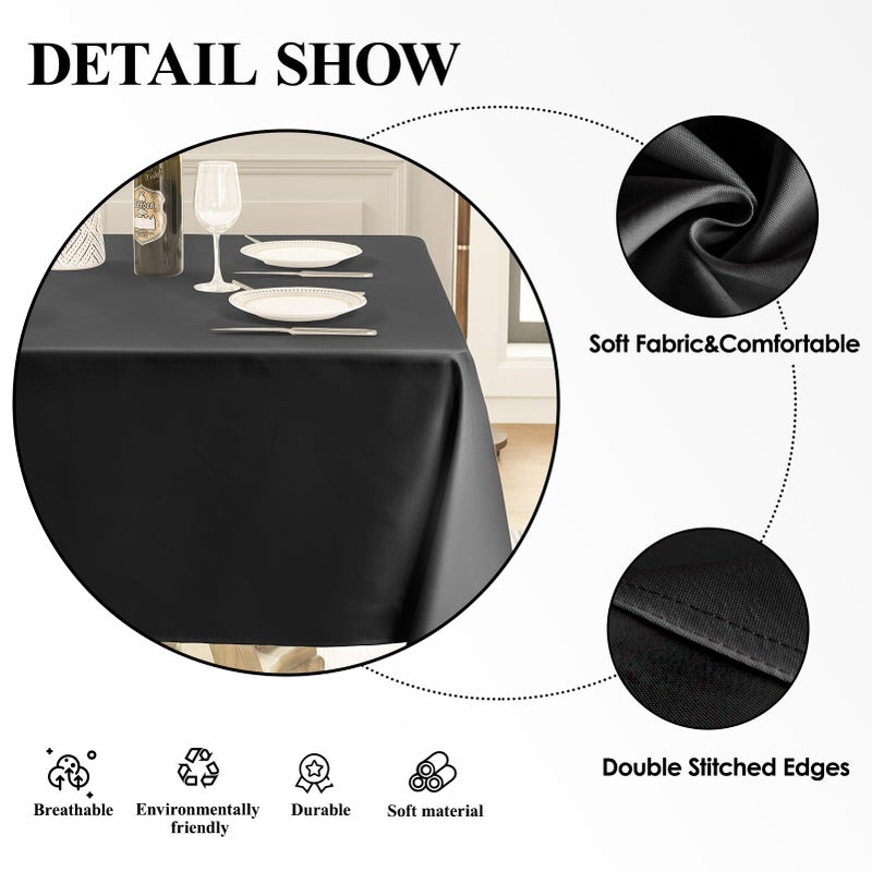 Aocoz Square Tablecloth 52 x 52 Inch Black Tablecloths Stain-Wrinkle Resistant Washable Polyester Table Cloths for Holiday, Buffet Parties,and Wedding - Image 5