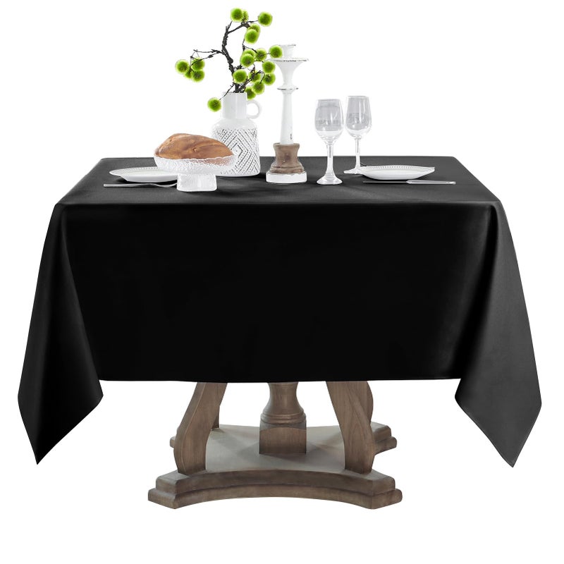 Aocoz Square Tablecloth 52 x 52 Inch Black Tablecloths Stain-Wrinkle Resistant Washable Polyester Table Cloths for Holiday, Buffet Parties,and Wedding - Image 1