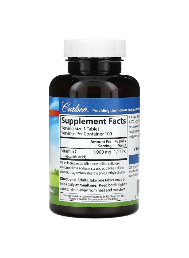 كارلسون فيتامين جـ ، 1،000 ملجم ، 100 قرص نباتي - Image 2