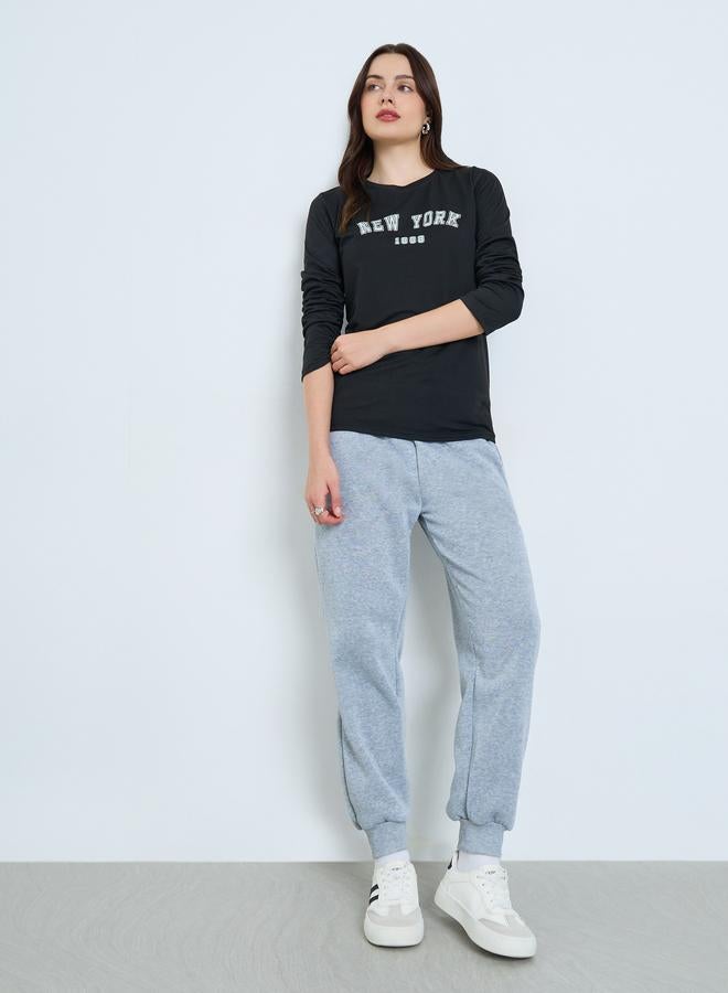 Styli Black Long Sleeve Graphic T-Shirt - Image 2