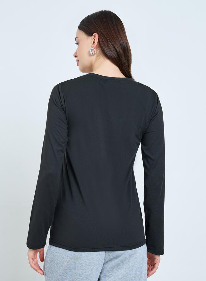 Styli Black Long Sleeve Graphic T-Shirt - Image 5