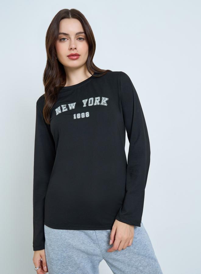Styli Black Long Sleeve Graphic T-Shirt - Image 3