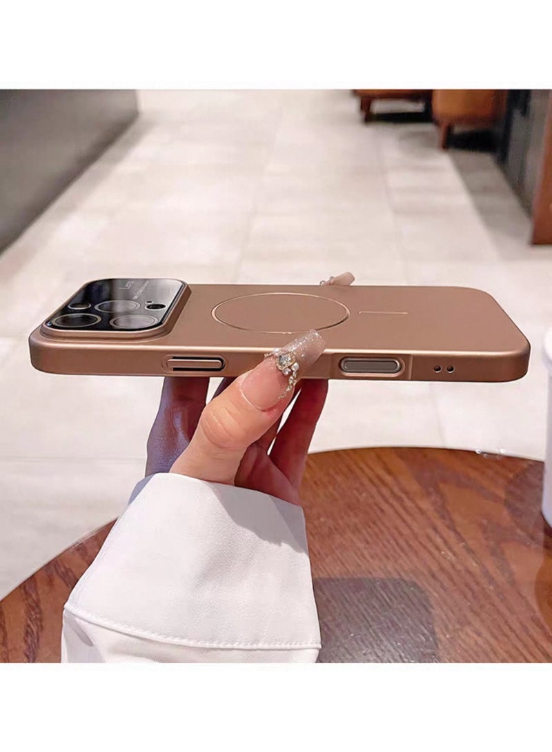 MONOGUE Magnetic for iPhone 16 Pro Max Case, Compatible with MagSafe, Built-in Camera Lens Protector, Titanium Gold color - Image 4