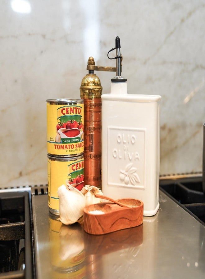Fox Run White Ceramic Oil Can, 17 oz/500 ML Olive Oil Dispenser With Pouring Spout and Cap - Image 4